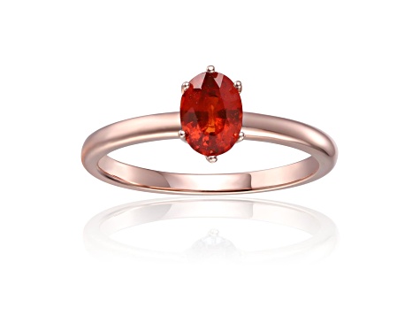 Oval Spessartite Garnet 14K Rose Gold Over Sterling Silver Solitaire Ring, 1.00ct