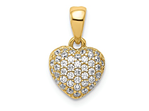 14k Yellow Gold Polished 3D Cubic Zirconia Heart Pendant