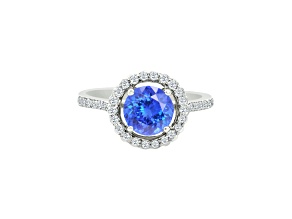 14K White Gold Round Tanzanite and Diamond Ring, 1.59ctw