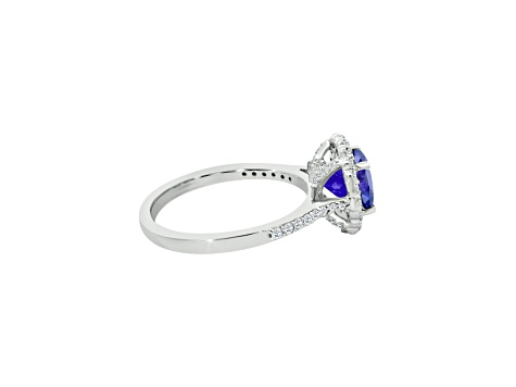 14K White Gold Round Tanzanite and Diamond Ring, 1.59ctw