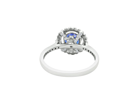 14K White Gold Round Tanzanite and Diamond Ring, 1.59ctw