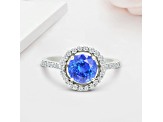 14K White Gold Round Tanzanite and Diamond Ring, 1.59ctw