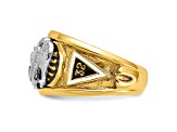 10K Two-tone Yellow and White Gold Men's Enamel and Diamond 32nd Scottish Rite Masonic Ring 0.103ctw