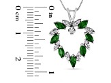 Emerald and Diamond Heart Shape Pendant in 14k White Gold