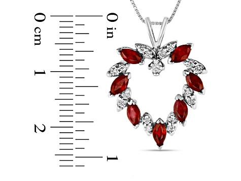 Ruby and Diamond Heart Shape Pendant in 14k White Gold