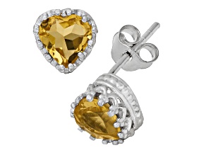 Yellow Citrine Sterling Silver Stud Earrings 1.30ctw