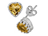 Yellow Citrine Sterling Silver Stud Earrings 1.30ctw