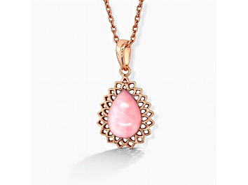 Picture of Natural Pink Opal 14K Rose Gold Over Silver Teardrop Pendant with Chain