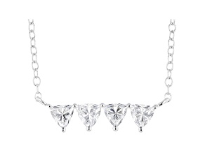 White Lab-Grown Diamond 14k White Gold 4-Stone Horizontal Necklace 0.50ctw