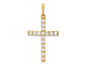 10k Yellow Gold Polished Cubic Zirconia Latin Cross Charm