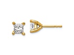 Princess Cut White Lab-Grown Diamond G-H SI 14K Yellow Gold Solitaire Stud Earrings 1.00ctw