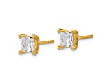 Princess Cut White Lab-Grown Diamond G-H SI 14k Yellow Gold 4-Prong Stud Earrings 1.00ctw