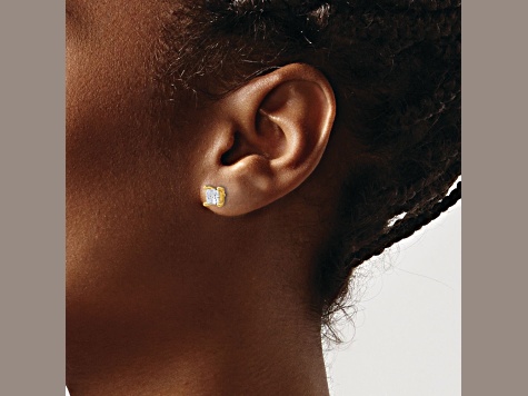 14K Yellow Gold 1ct. VS/SI GH+, Lab Grown Princess Diamond 4 Prong Earrings