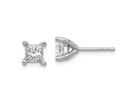 Rhodium Over 14K Gold 1ct. VS/SI GH+, Lab Grown Princess Diamond 4 Prong Earrings