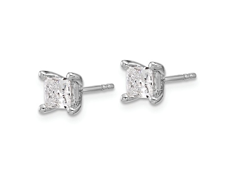 Princess Cut White Lab-Grown Diamond G-H SI 14k White Gold 4-Prong Stud Earrings 1.00ctw