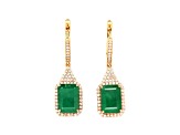 9.12 Ctw Emerald and 0.89 Ctw White Diamond Earring in 14K YG