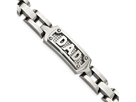 Stainless Steel Polished and Textured DAD 8.5-inch Bracelet