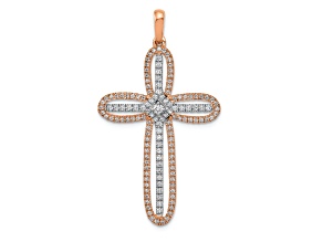 14K Two-tone Gold  Diamond Cross Pendant