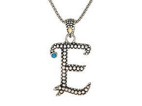 Silver Treasures by Samuel B. Sleeping Beauty Turquoise Sterling Silver and 18K Gold "E" Pend W/Chn