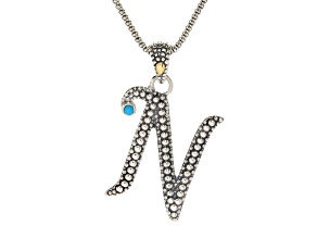 Silver Treasures by Samuel B. Sleeping Beauty Turquoise Sterling Silver and 18K Gold "N" Pend W/Chn
