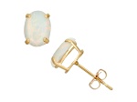 Oval Lab Created Opal 10K Yellow Gold Earrings 1.04ctw