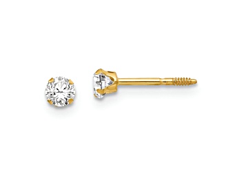 Picture of 14k Yellow Gold 3mm Cubic Zirconia Stud Earrings