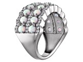 Sterling Silver Lab Created Opal and White Sapphire Ring 1.65ctw