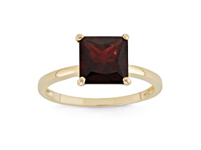 Red Princess Cut Garnet 10K Yellow Gold Ring 3.00ct