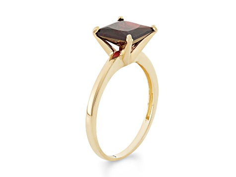 Red Princess Cut Garnet 10K Yellow Gold Ring 3.00ct