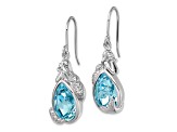 Rhodium Over Sterling Silver Polished Cubic Zirconia Mermaid Dangle Earrings