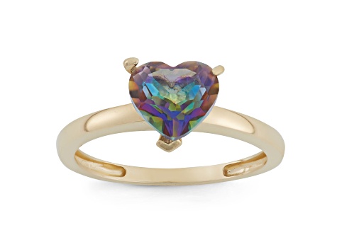 Mystic Fire® Blue Topaz 10K Yellow Gold Heart Ring 2.00ct