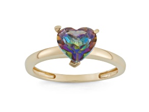 Mystic Fire® Blue Topaz 10K Yellow Gold Heart Ring 2.00ct