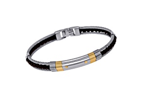 Stainless Steel and 18K Yellow Gold Bangle Bracelet