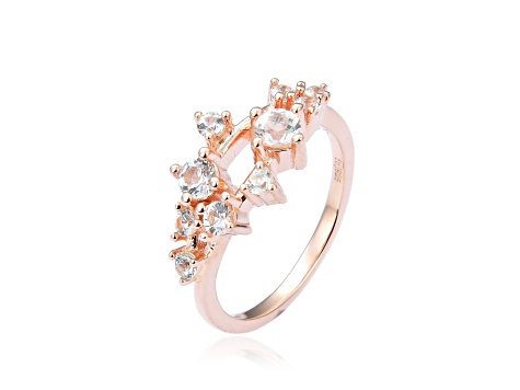 White Sapphire 14K Rose Gold Over Sterling Silver Cluster Ring