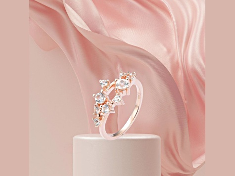 White Sapphire 14K Rose Gold Over Sterling Silver Cluster Ring