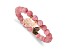Rose Stainless Steel Antique and Polish Pink Dyed Jade Stretch Bracelet