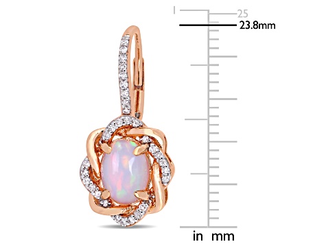 1.5ctw Blue Ethiopian Opal And 0.25ctw Diamond 10k Rose Gold Earrings