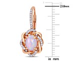 1.5ctw Blue Ethiopian Opal And 0.25ctw Diamond 10k Rose Gold Earrings