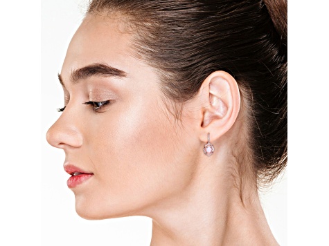 1.5ctw Blue Ethiopian Opal And 0.25ctw Diamond 10k Rose Gold Earrings