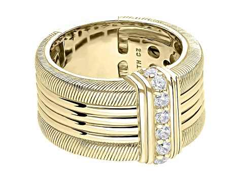 Judith Ripka 0.47ctw Bella Luce® Diamond Simulant 14K Yellow Gold Clad Wide Band Ring