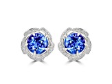 14K White Gold Tanzanite and Diamond Earrings  3.67ctw