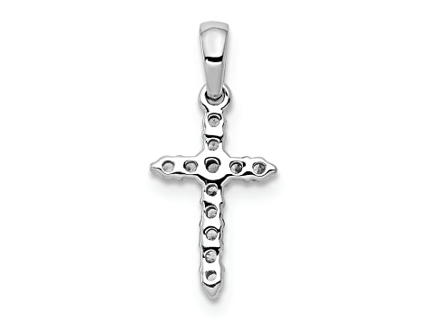 Rhodium Over 14K White Gold Polished Diamond Cross Pendant