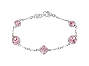 Judith Ripka 7ctw Oval Pink Bella Luce Diamond Simulant Rhodium Over Silver Station Bracelet