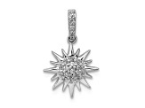 Rhodium Over 14k White Gold Diamond Fancy Sun and Star Pendant