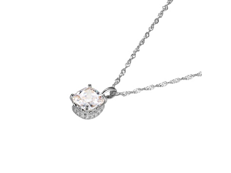 White Cubic Zirconia Platinum Over Sterling Silver April Birthstone Pendant With Chain 6.71ctw