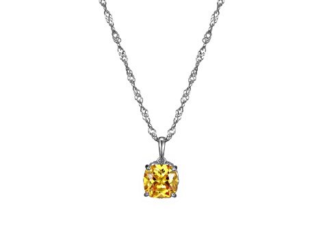 Yellow And White Cubic Zirconia Platinum Over Silver November Birthstone Pendant With Chain 7.10ctw