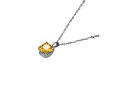 Yellow And White Cubic Zirconia Platinum Over Silver November Birthstone Pendant With Chain 7.10ctw