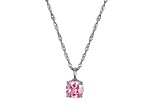 Pink And White Cubic Zirconia Platinum Over Silver October Birthstone Pendant With Chain 7.12ctw