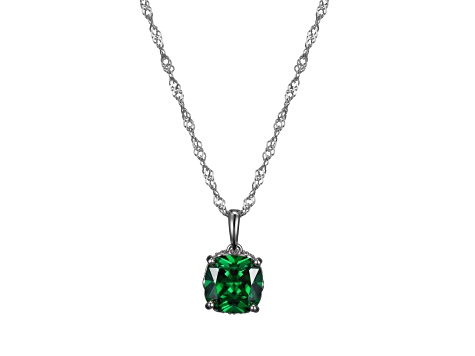 Green And White Cubic Zirconia Platinum Over Silver May Birthstone Pendant With Chain 5.23ctw