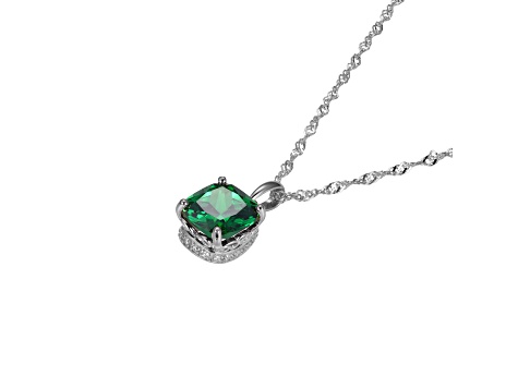 Green And White Cubic Zirconia Platinum Over Silver May Birthstone Pendant With Chain 5.23ctw